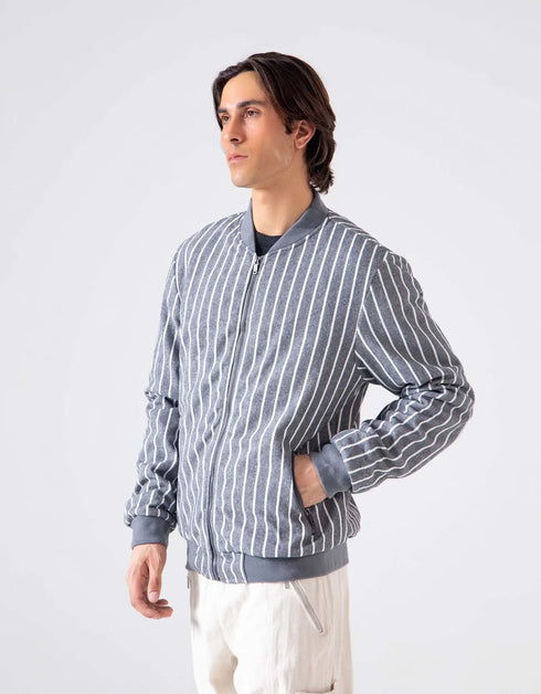 STRIPED TEXTURED BOMBER JACKET